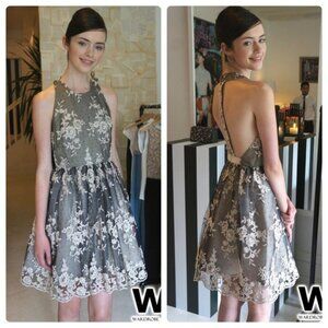 ALICE + OLIVIA Embellished Lace Mini Dress